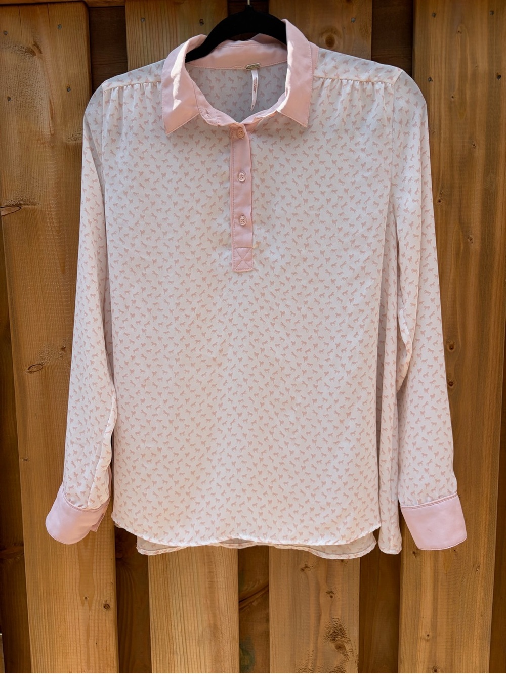 Free People Blush Pink Horse Print Blouse
